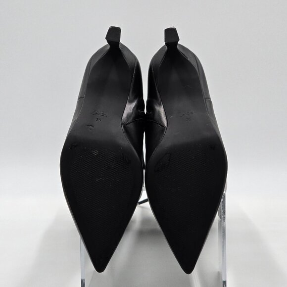 Zara Black Knee High Kitten Heel Boots - Picture 11 of 16